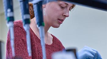 Student working on biology lab