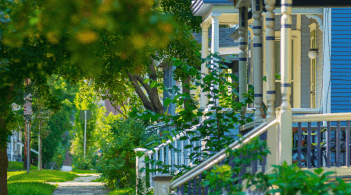 Colorful apartment buildings in Burlington
