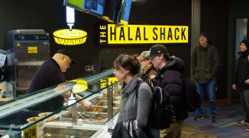 The Halal Shack line in the Davis Center, one of UVM's Retail Dining Locations