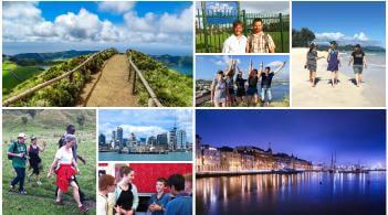 Study abroad collage of images from New Zealand, the Azores, Finland, and more.
