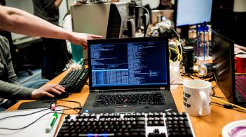 Tests running on an open laptop