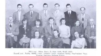 Black and white group photo of Goodrich Classical Club in 1949