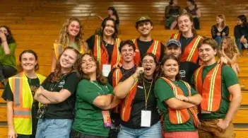 A group of UPB students smile for the camera during FallFest 2024