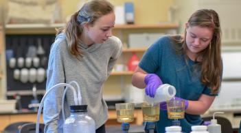 Two students working in a lab