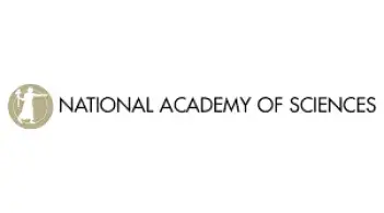 Outline of person holding torch in golden circle next to "National Academy of Sciences" spelt out linking to Mark Nelson National Academy of Sciences page