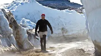 Paul Bierman in ice canyon