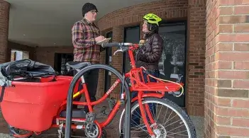 TRC researcher interviews cyclist about transportation habits