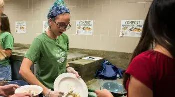 Student employee working in dining halls
