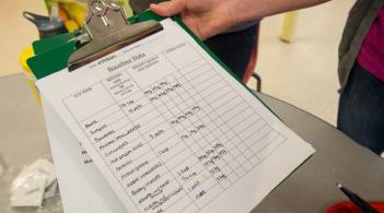 Clipboard outlining nutrition data