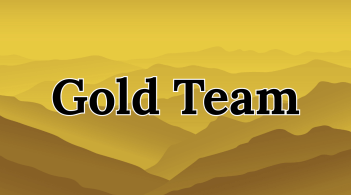 "Gold Team" text with a gold mountainscape background