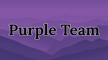 "Purple Team" text with a purple mountainscape background