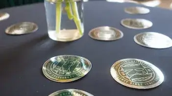 Buttons and a flower vase on a black tablecloth