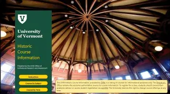 UVM Historical Course Information by Subject dashboard