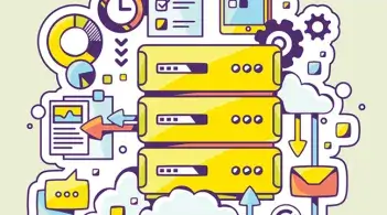 a drawing of computers and its interaction with data 