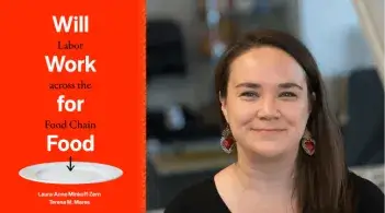 A composite image of Teresa Mares and the cover of her book, "Will Work for Food"