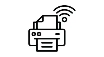 icon of printer with a wifi signal next to it