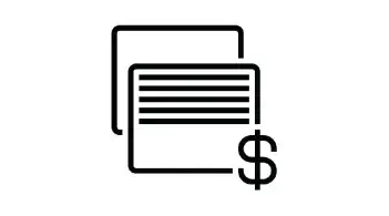 icon of paper contract with dollar sign on it