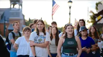 A group of students on a Main Street