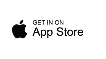 Text reads "Download on the App Store" next to the Apple logo, which features a black icon of an apple with a bite out of the side.