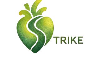 STRIKE logo with a stylized green leaf and heart-shaped design beside the word 'STRIKE'.