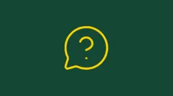 Yellow speech bubble with a question mark on a dark green background.