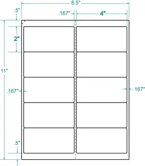 Dimensions of Avery 5163 Labels are 2 by 4 inches and ten per 8.5 by 11 inch sheet