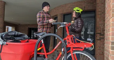 A TRC graduate student conducts interviews on transportation habits