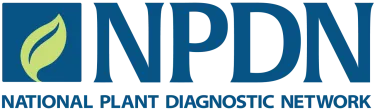 National Plant Diagnostic Network acronym with green leaf in blue square