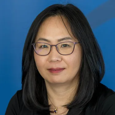 Smiling woman with dark hair