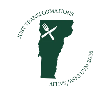 Image of the vermont outline with a fork and knife logo