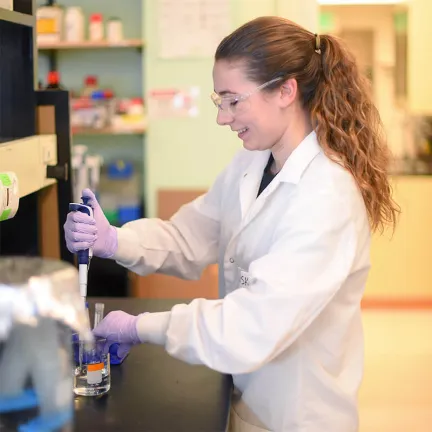 Biomedical Engineering student work in a research lab