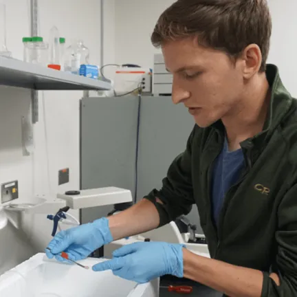 Lab worker doing research