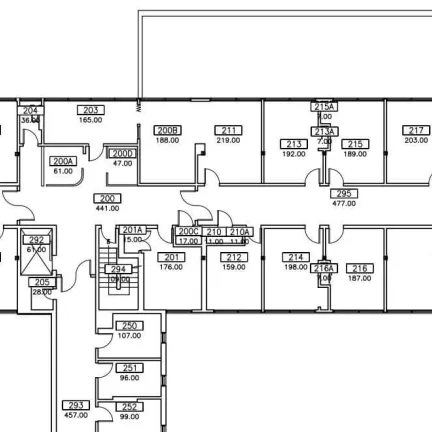 simple black and white drawing of a floor plan