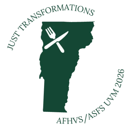 Just Transformations conference logo with Vermont icon and fork and knife