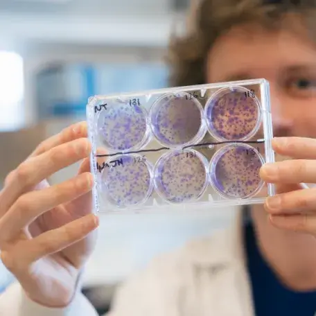 Student does cancer research in the lab