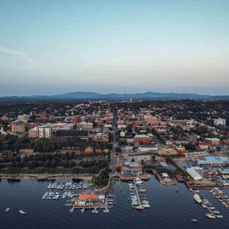 Burlington waterfront at sunset