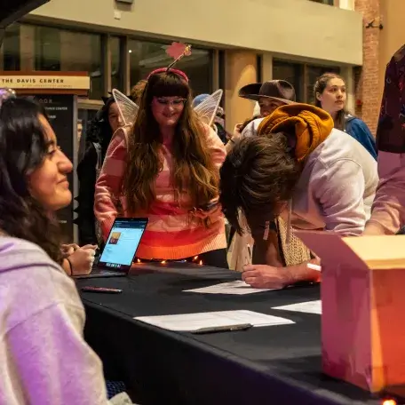 A UPB worker tabling during the Candy Shoppe halloween event at the davis center