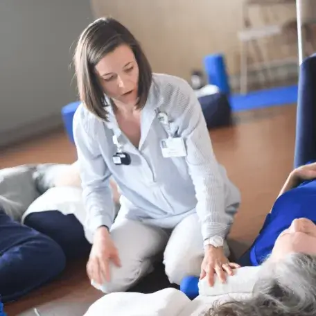 Practitioner with patients