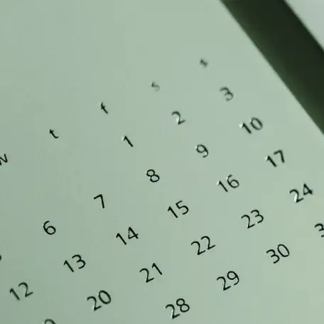 close-up of a page of a calendar