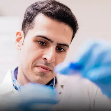 BME Graduate student at work in Votey lab