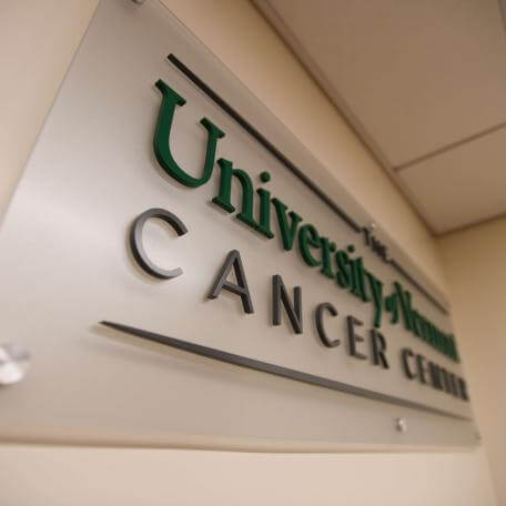 The UVM Cancer Center Main Sign.