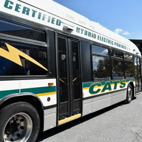 A UVM CATS Bus driving on campus