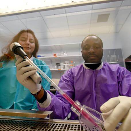 Two people doing research in a lab