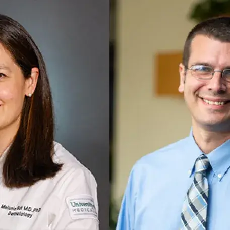 UVM Cancer Center members Melanie Bui, M.D., Ph.D. and Steven Roberts, Ph.D.