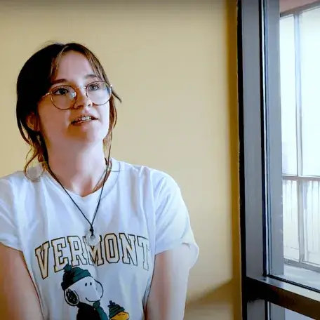 Young Woman in a Snoopy VT T shirt