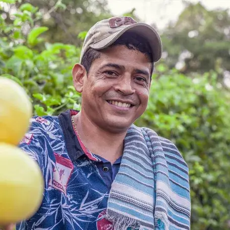 farmworker in the field, smiling
