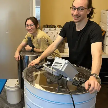 Students preparing honey