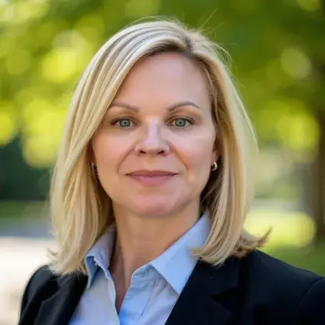 woman with blond hair smiling