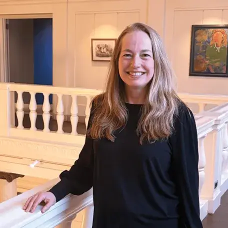 Portrait of Heather Ferrell on the Fleming's balcony. 
