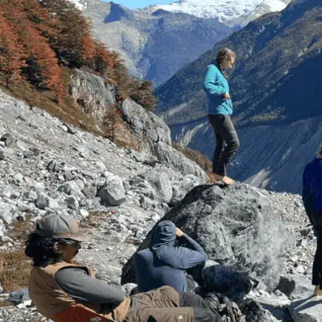 Students relaxing on top of a mountain in Paraguay
